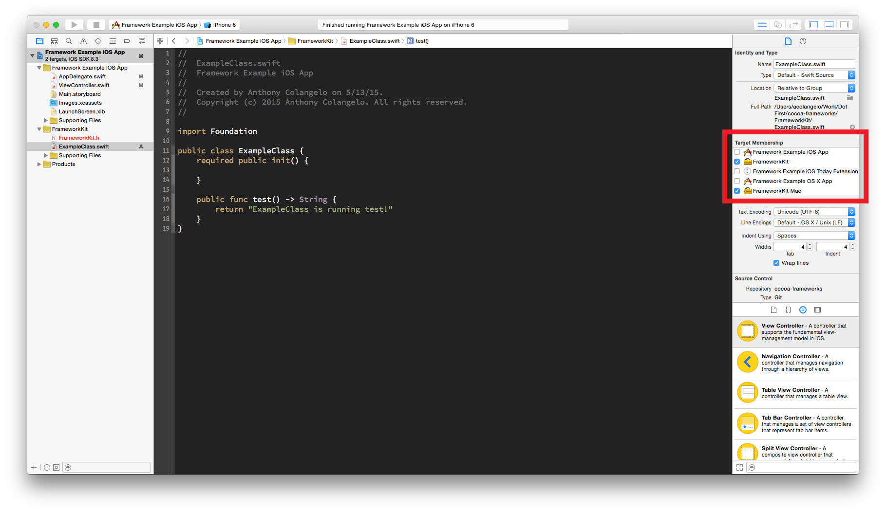 Cross-Platform Frameworks in Xcode: Target Membership
